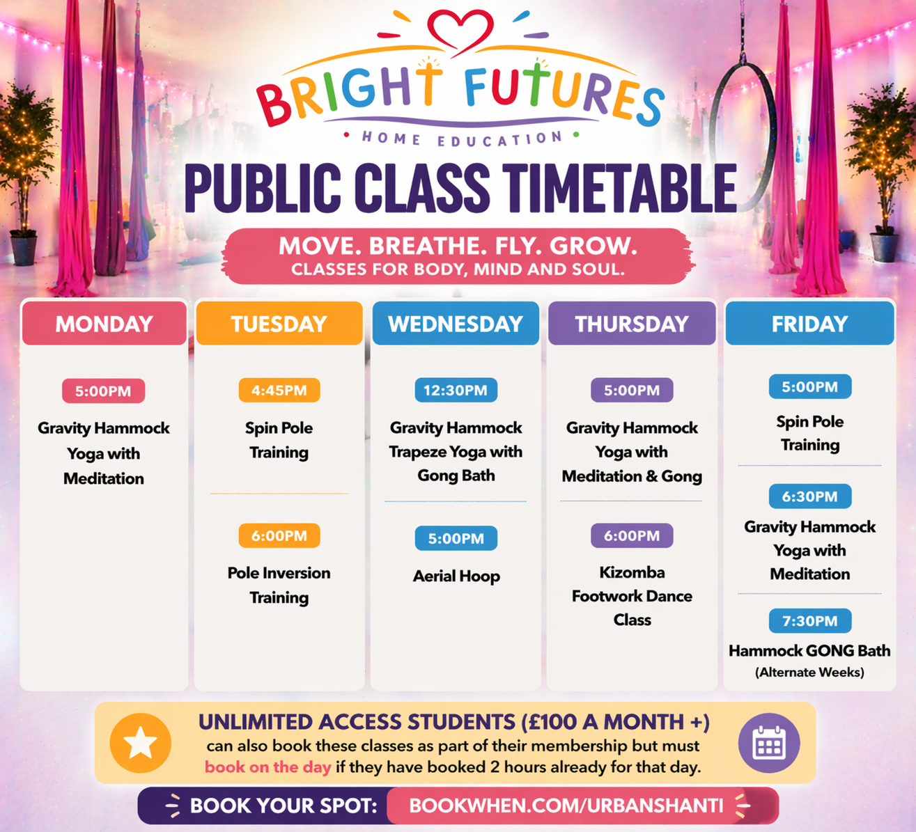 HOME EDUCATION TIMETABLE BOURNEMOUTH BOSCOMBE URBAN SHANTI
