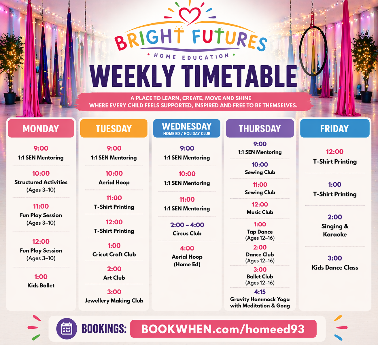 HOME EDUCATION TIMETABLE BOURNEMOUTH BOSCOMBE URBAN SHANTI