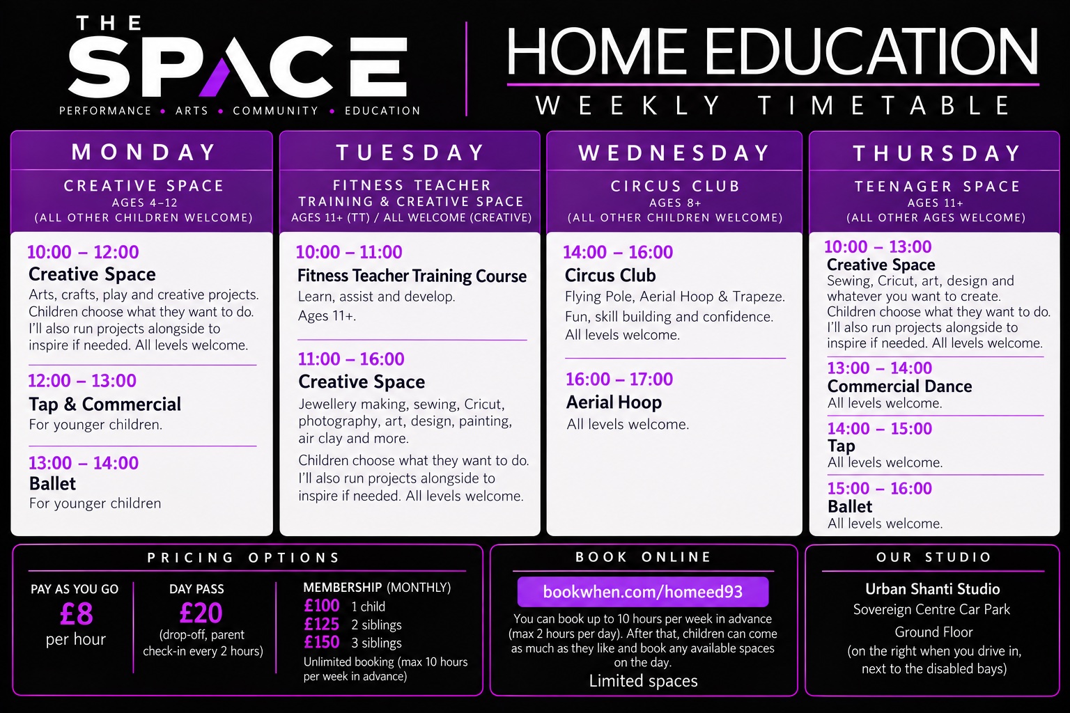 HOME EDUCATION CLASSES WORKSHOPS LESSONS - URBAN SHANTI BOURNEMOUTH